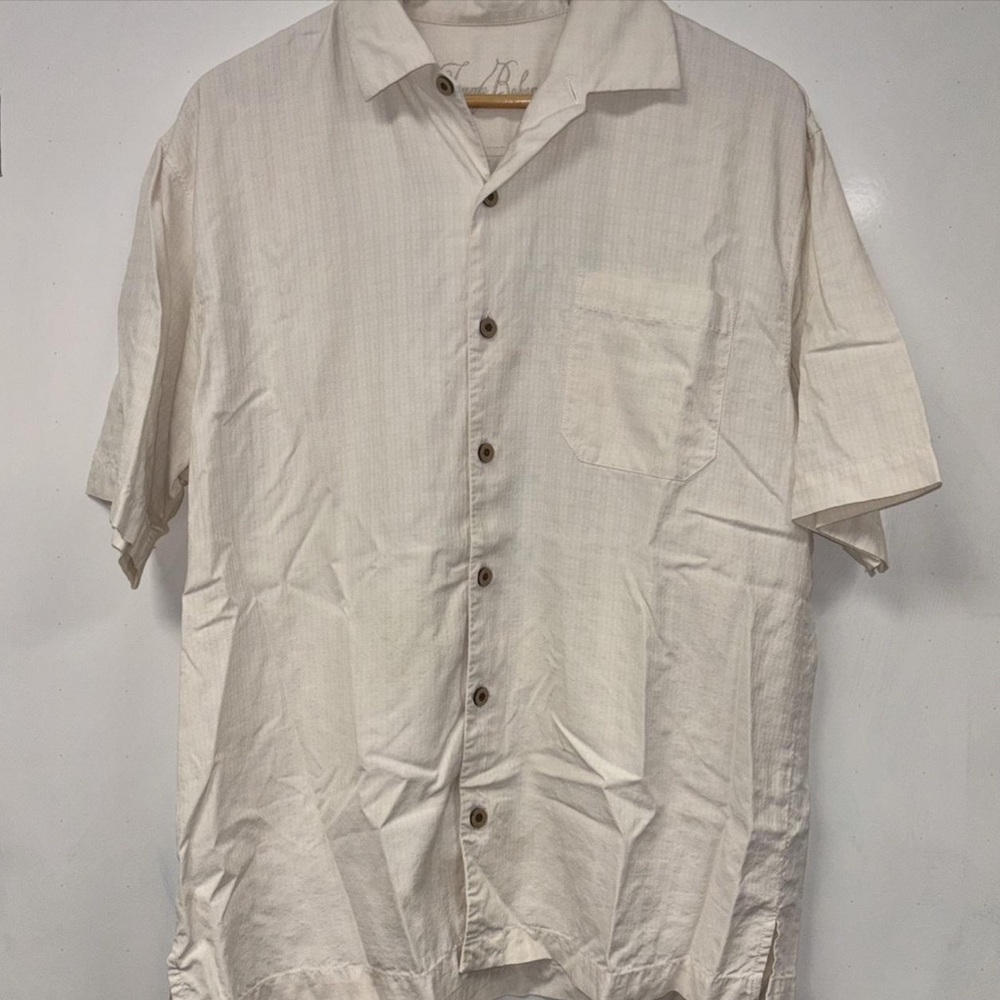 Tommy Bahama White Casual Button-Down Shirt with Tropical Golf Embroidery - Picture 2 of 3